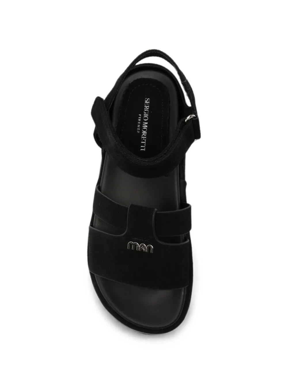 SERGIO MORETTI FIRENZE touch-strap logo-plaque sandals Zwart