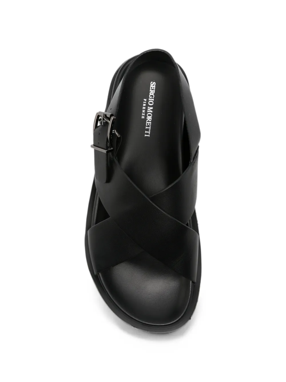 SERGIO MORETTI FIRENZE crossover-strap buckle-fastening sandals Zwart