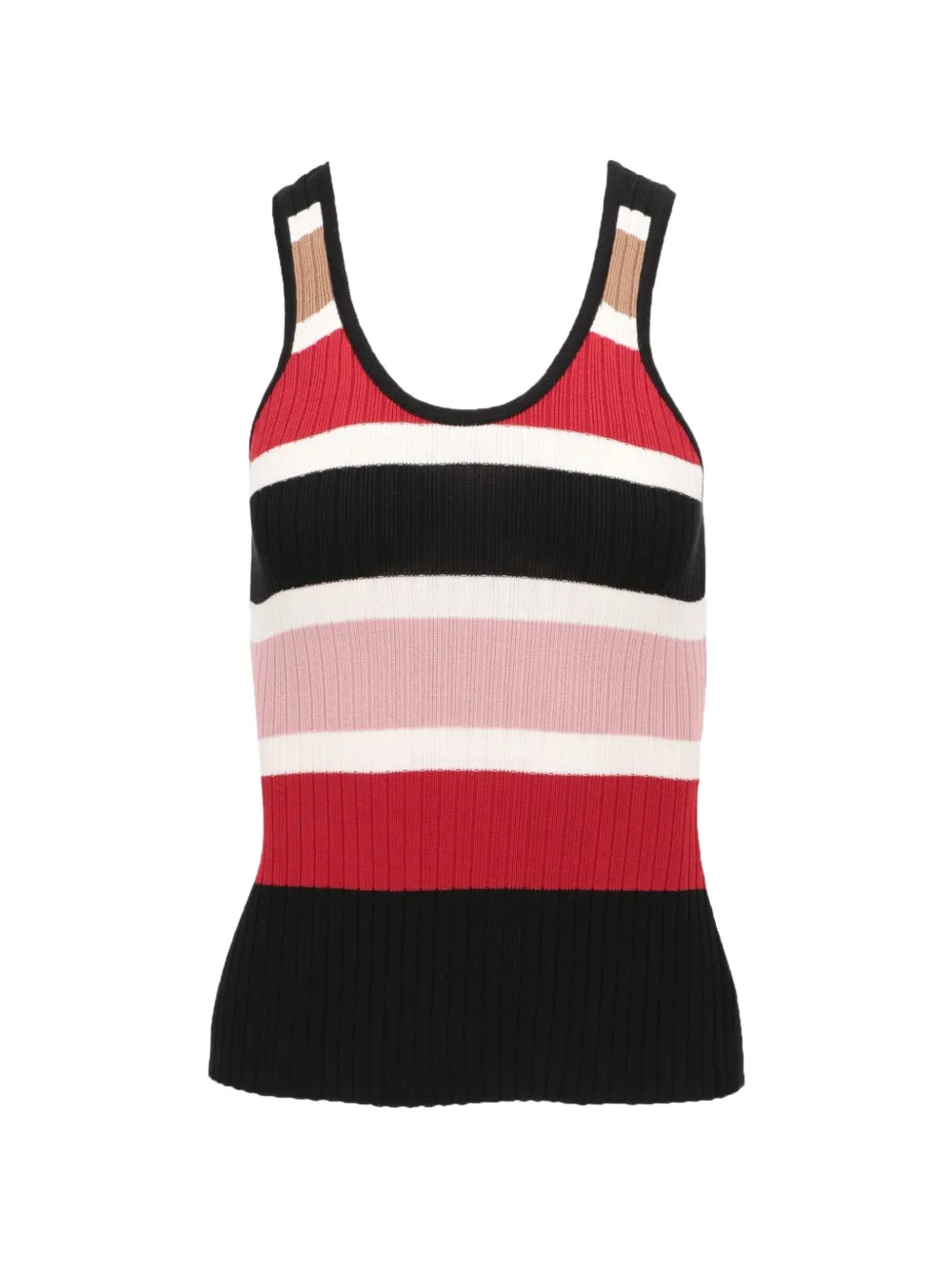 Isaia Top smanicato in maglia a righe - Rosso