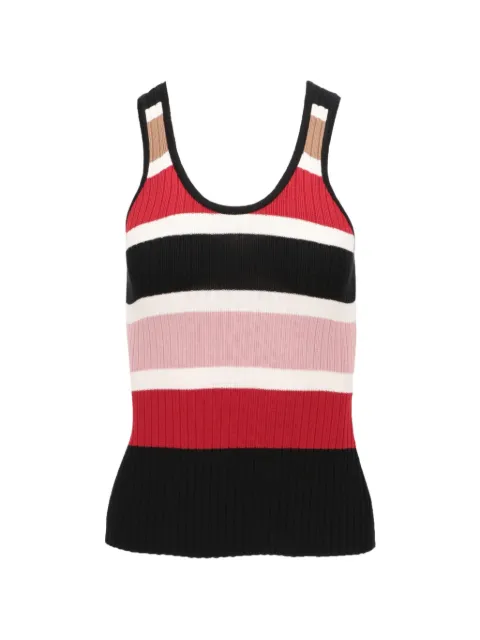 Isaia striped ribbed-knit sleeveless top