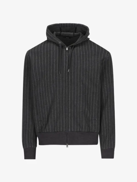 Herno pinstripe-pattern drawstring-hood hoodie