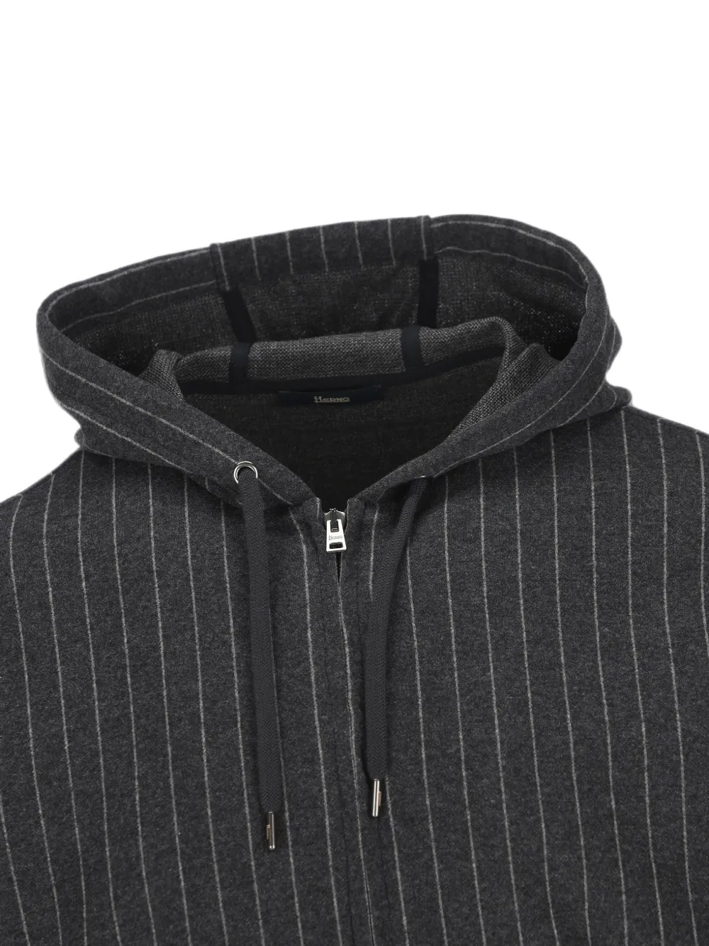 Herno pinstripe-pattern drawstring-hood hoodie Grijs