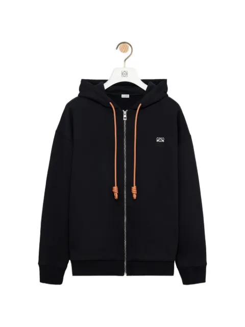 LOEWE logo-embroidered zip-up hoodie