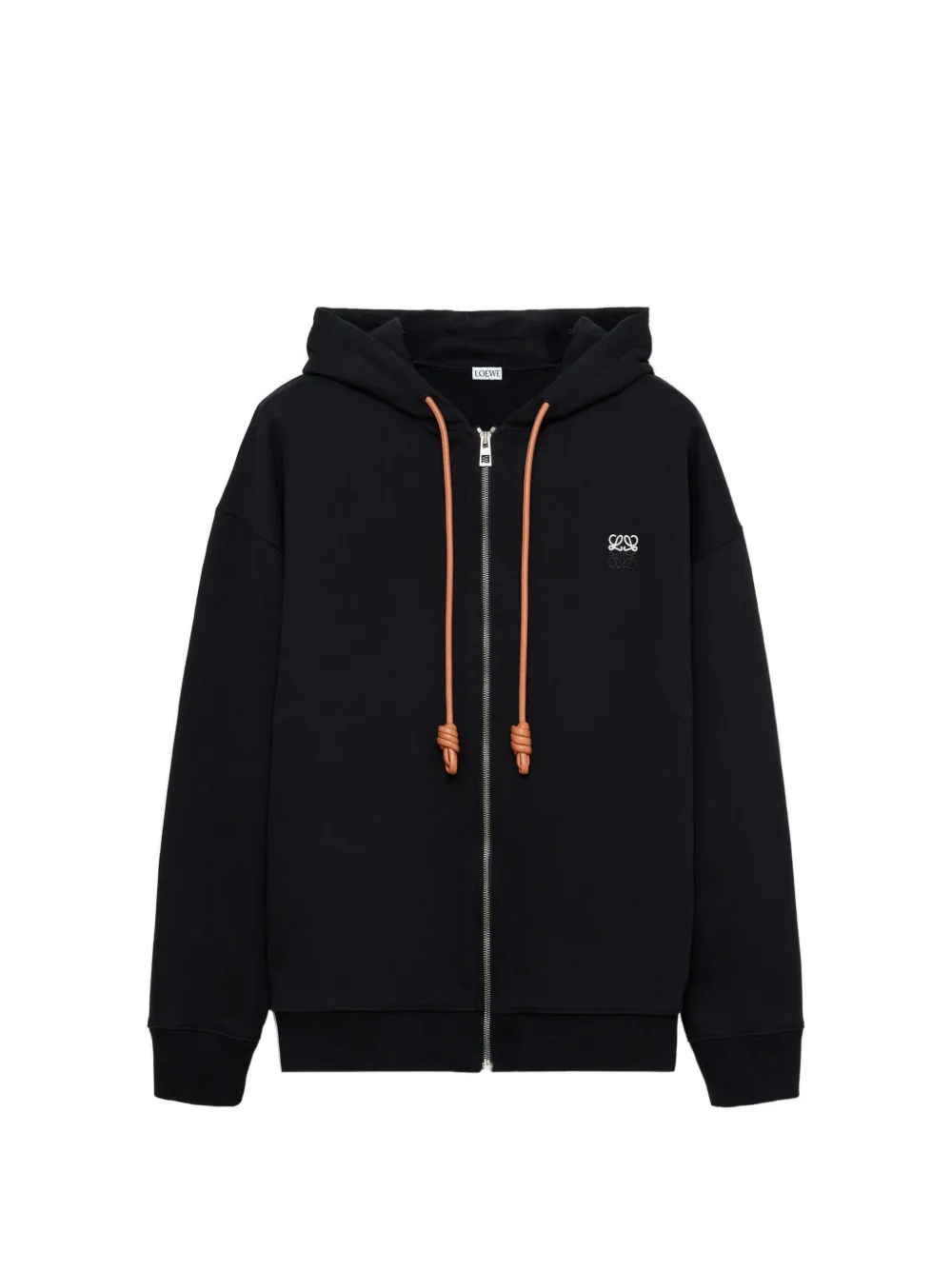LOEWE Anagram-embroidered zip-up hoodie - Nero