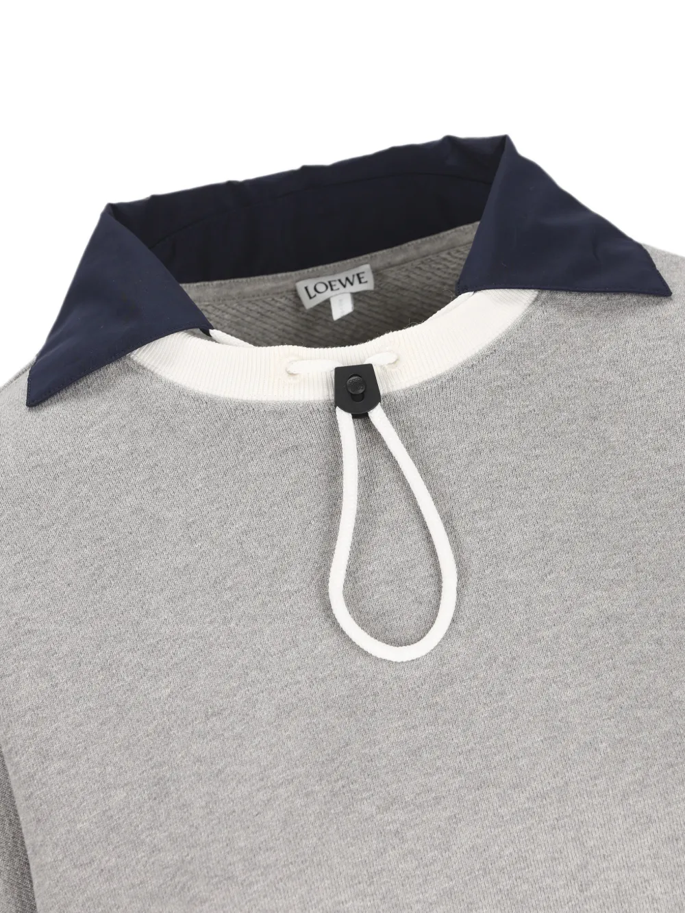 LOEWE Trui met geborduurd logo en trekkoordkraag Grijs