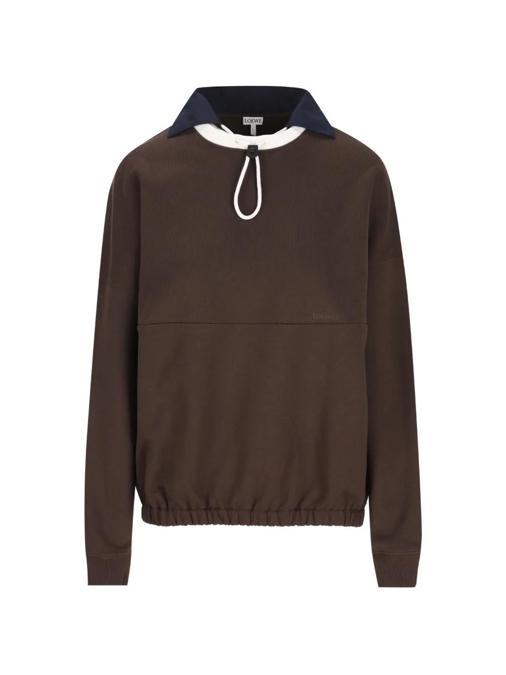 LOEWE drawstring-collar elasticated-hem sweater - Braun