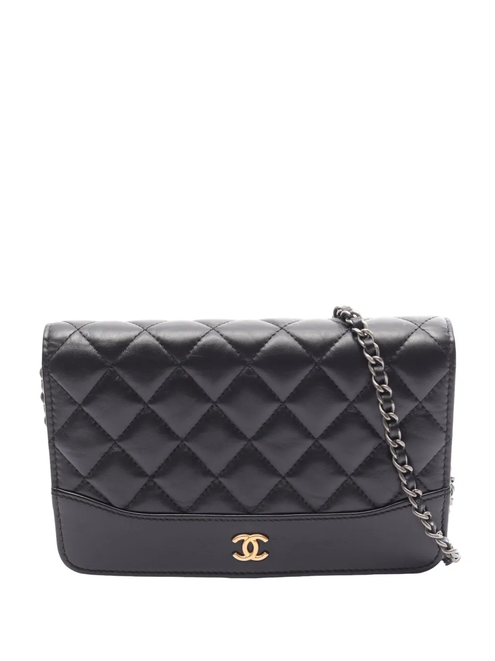 CHANEL Pre-Owned 2018-2019 Quilted Aged Calfskin Gabrielle Wallet On Chain crossbody bag - Black
