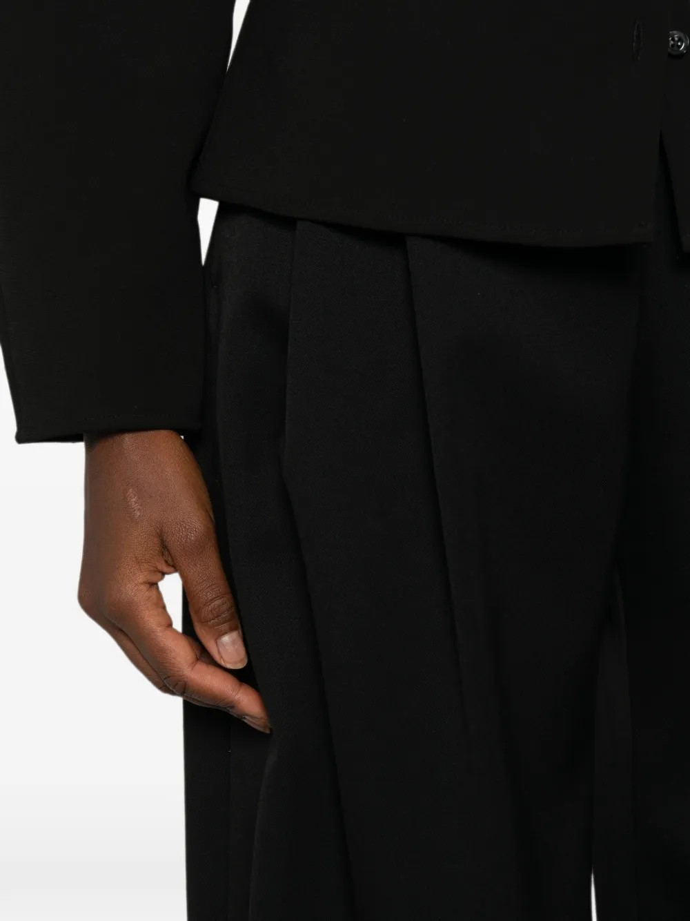 Mugler Plooibroek met wijde pijpen Zwart