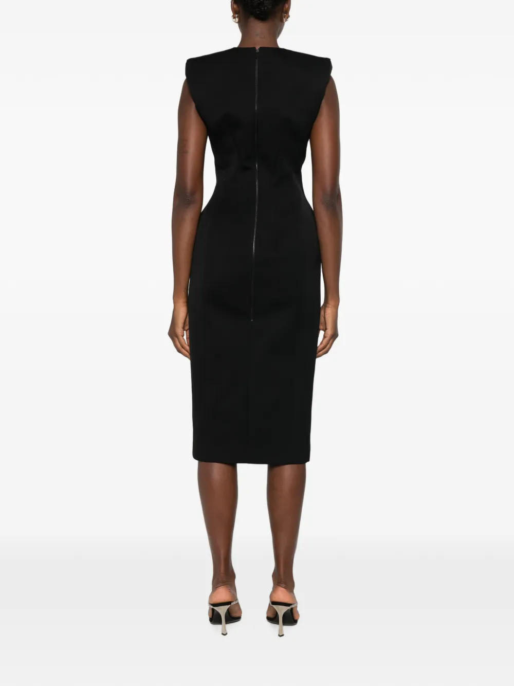 Mugler Midi-jurk met schoudervullingen Zwart