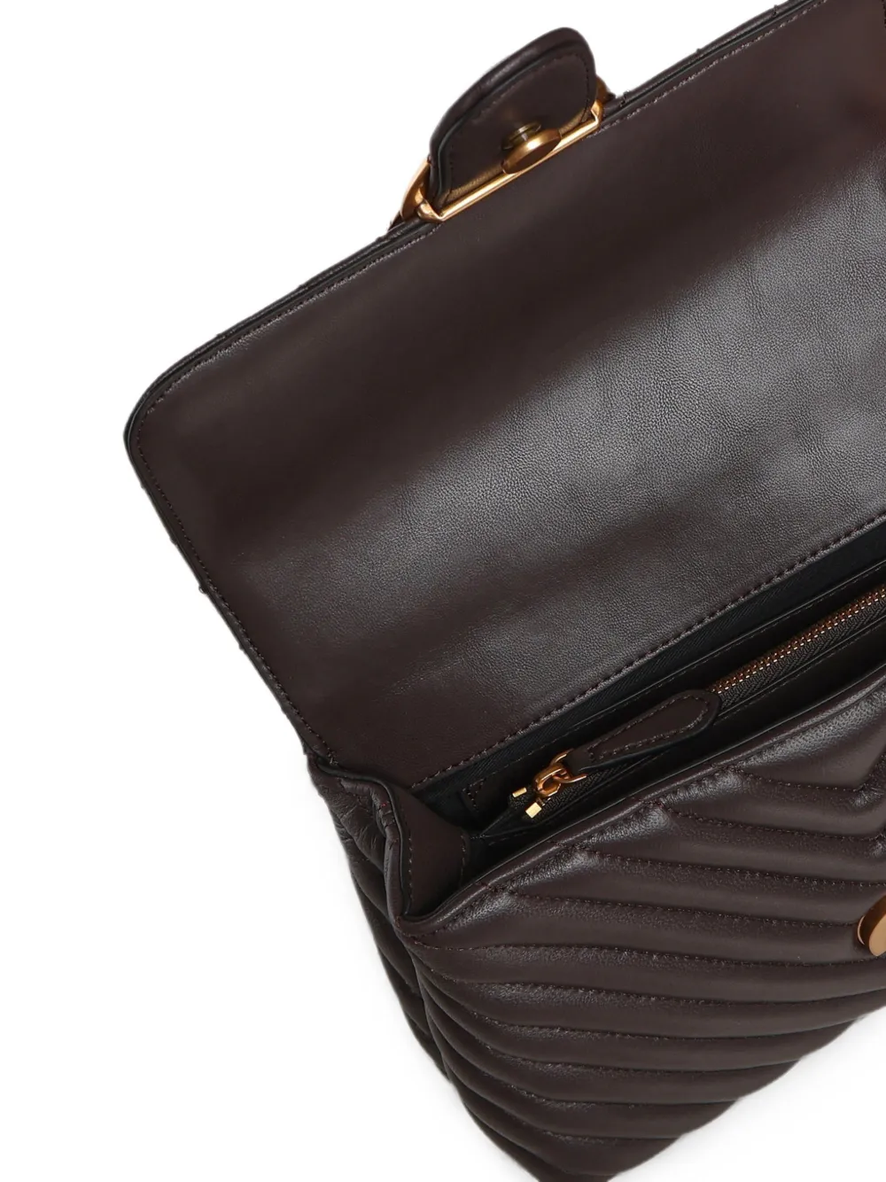 PINKO Mini Love Lady Puff gewatteerde shopper met chevron-patroon Bruin