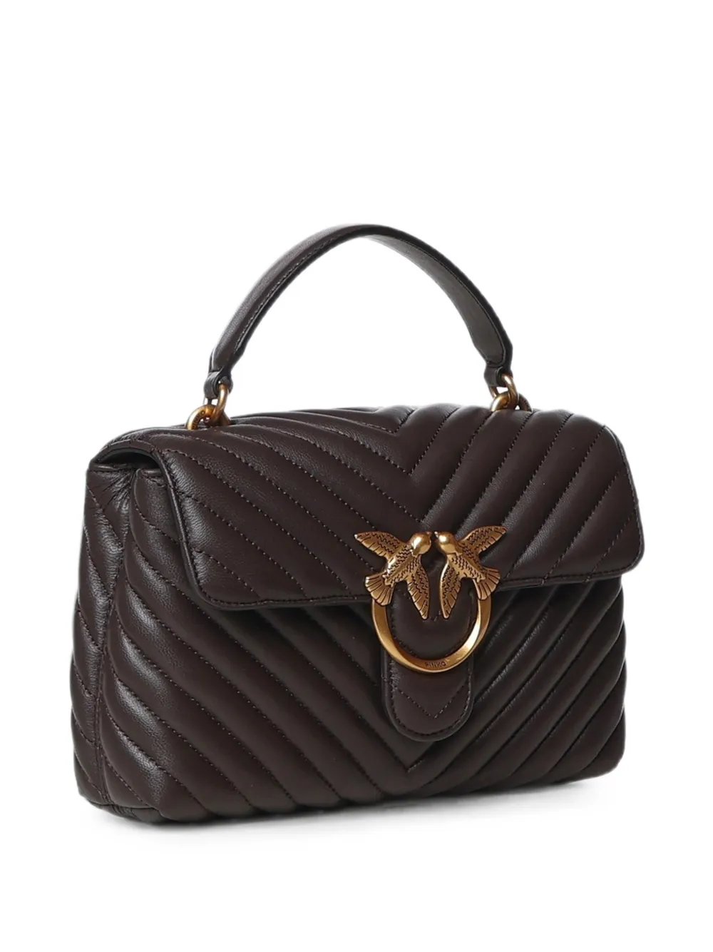 PINKO Mini Love Lady Puff gewatteerde shopper met chevron-patroon Bruin