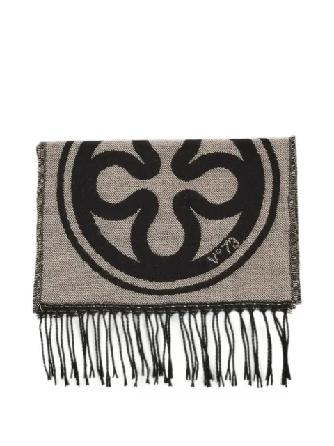 V°73 logo-print frayed scarf