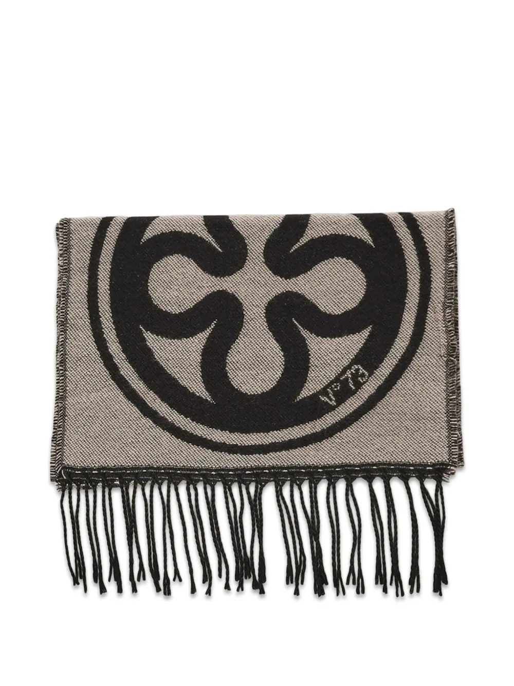 V°73 logo-print frayed scarf - Nero