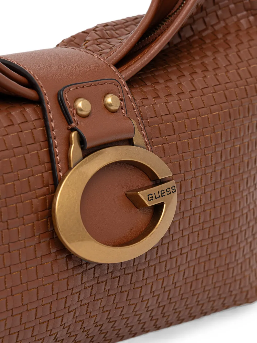 GUESS USA woven-design logo-plaque tote bag Bruin