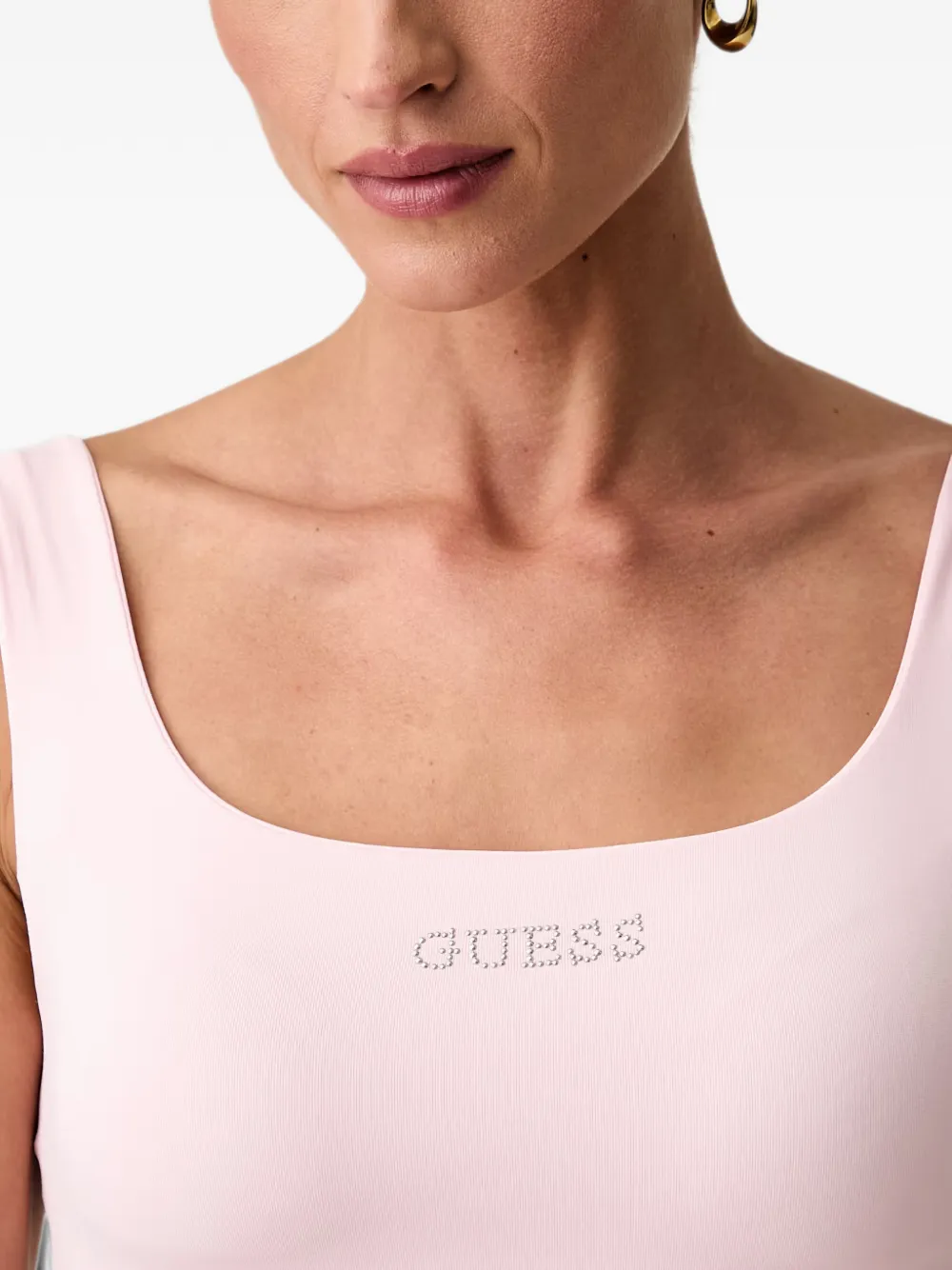 GUESS USA Mini-jurk verfraaid met logo en diepe ronde hals Roze
