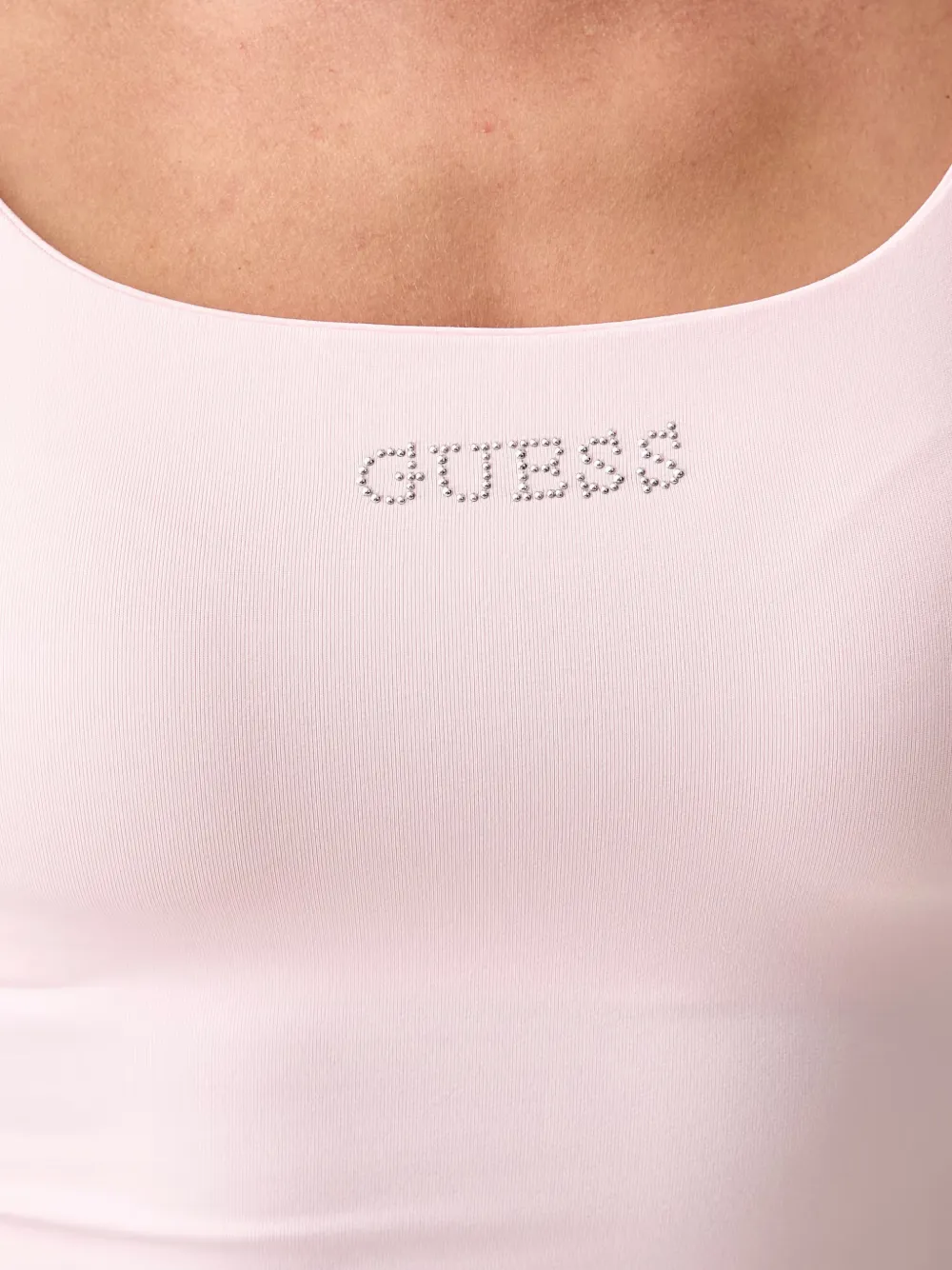 GUESS USA Mini-jurk verfraaid met logo en diepe ronde hals Roze