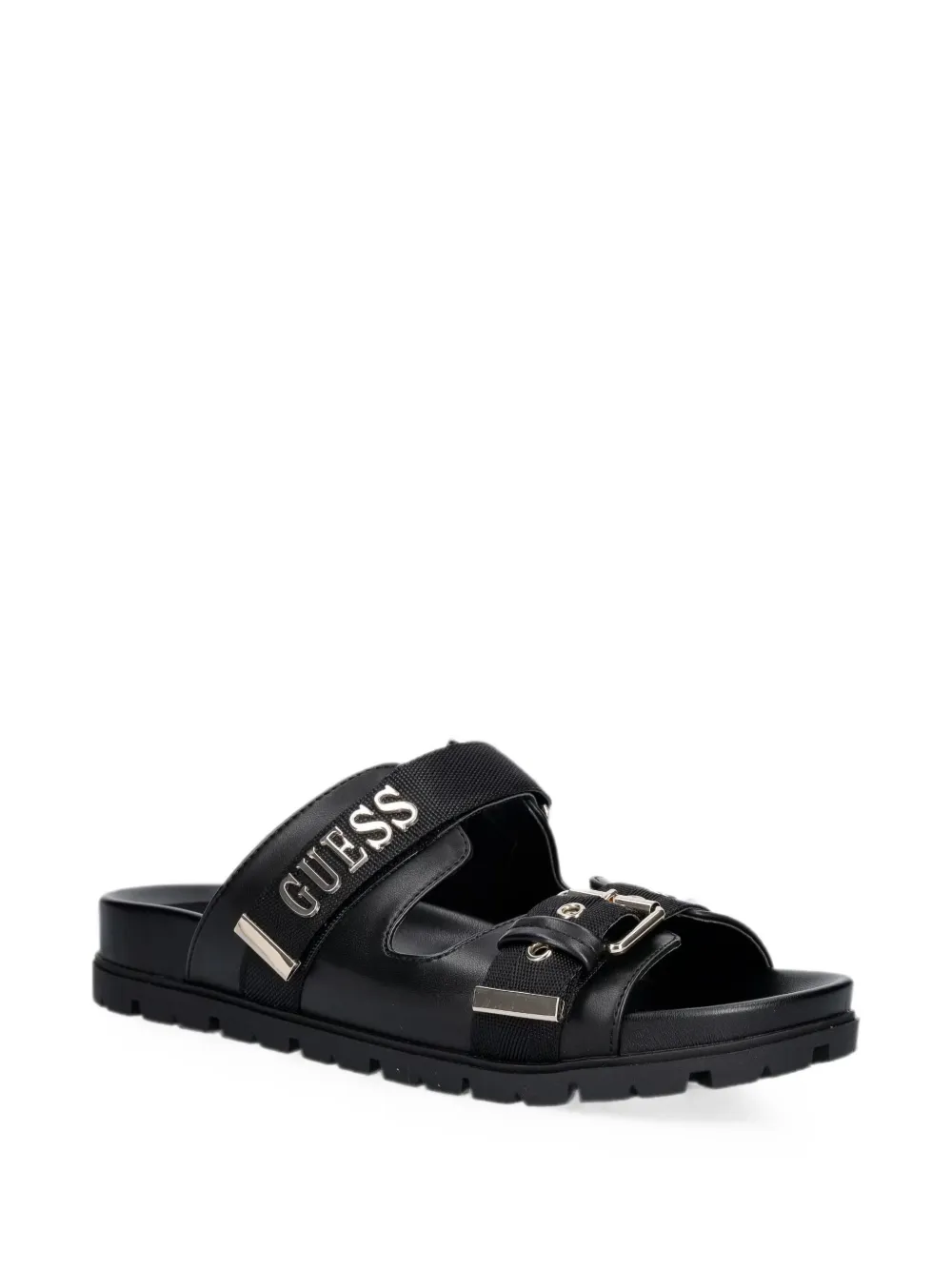 GUESS USA buckle-fastening flat sandals Zwart