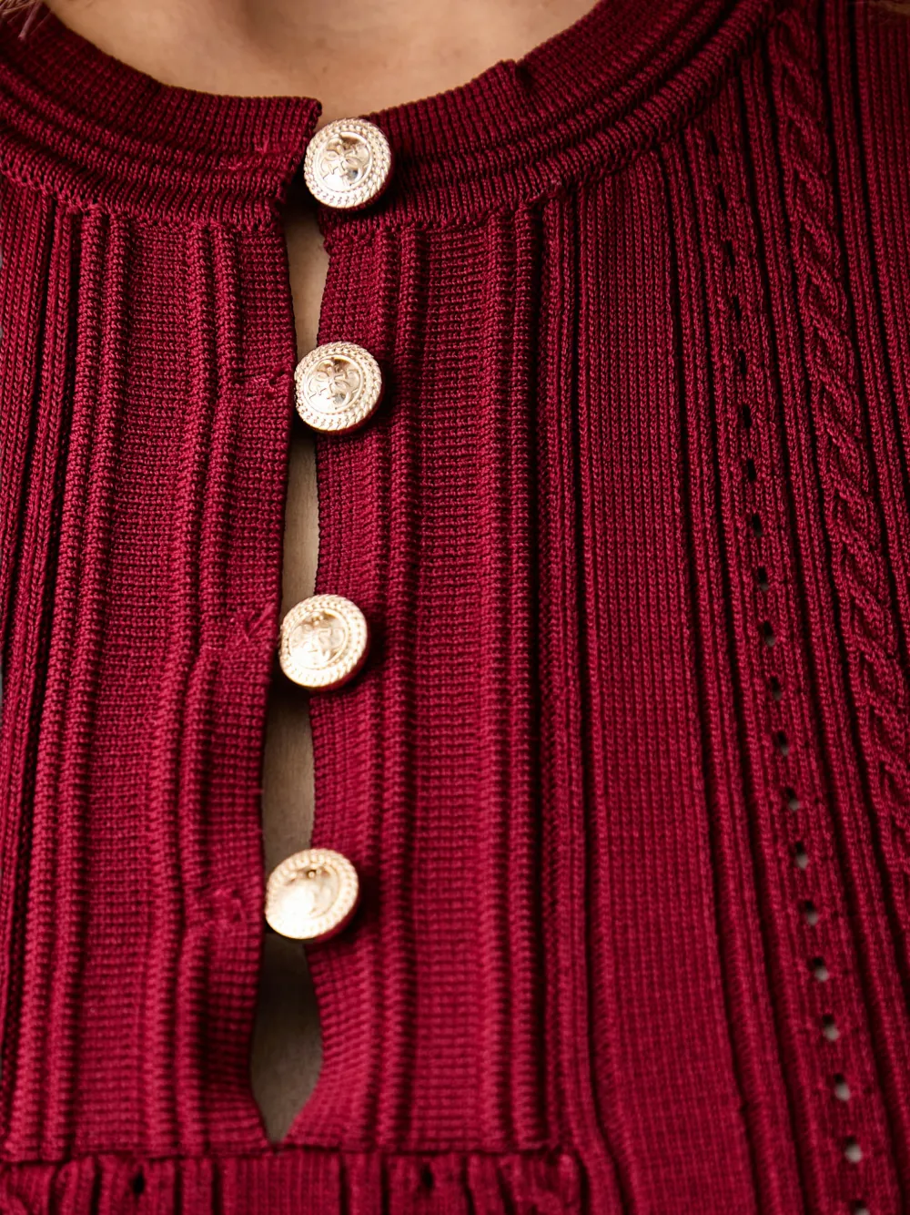 GUESS USA Kabelgebreide top met gewelfde afwerking Rood