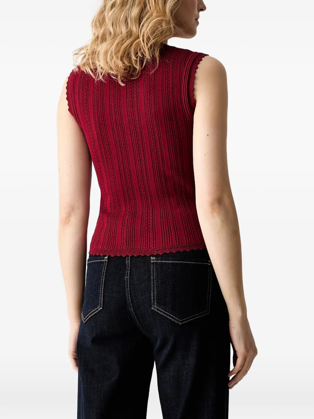 GUESS USA Kabelgebreide top met gewelfde afwerking Rood