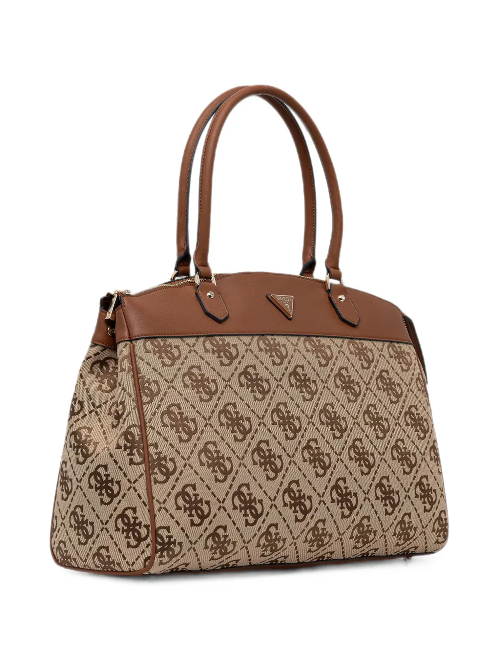 GUESS USA Shopper met logoplakkaat en monogramprint Beige