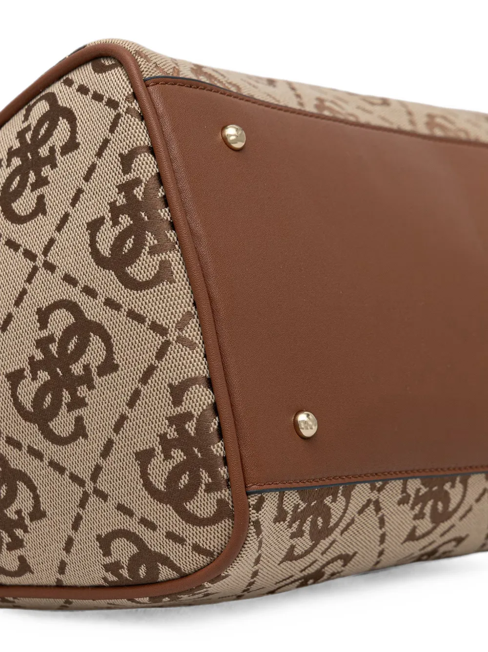 GUESS USA Shopper met logoplakkaat en monogramprint Beige