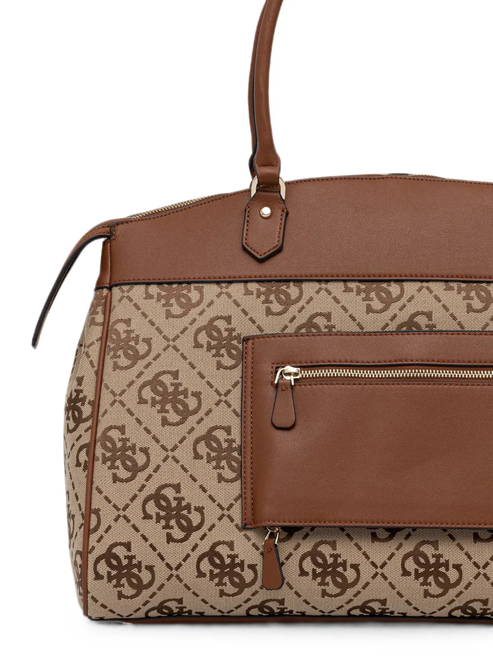 GUESS USA Shopper met logoplakkaat en monogramprint Beige