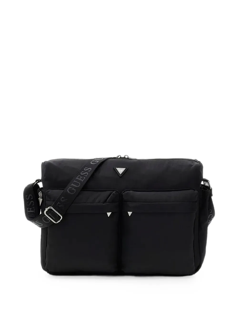 guess kids logo-strap pocket-detail shoulder bag - Nero