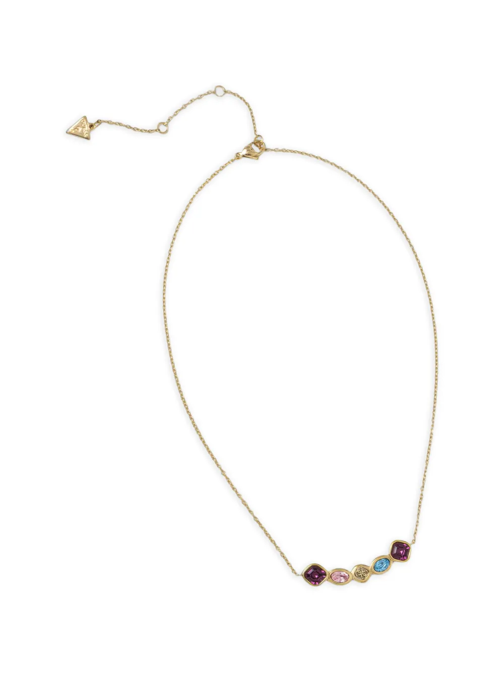 GUESS USA crystal-embellished logo-plaque necklace - Gold
