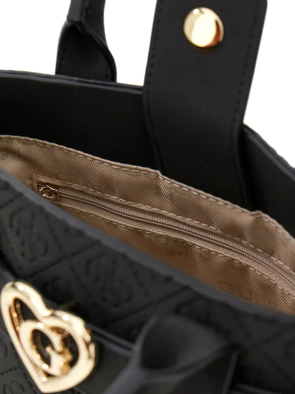 guess kids logo-embossed heart-motif tote bag Zwart