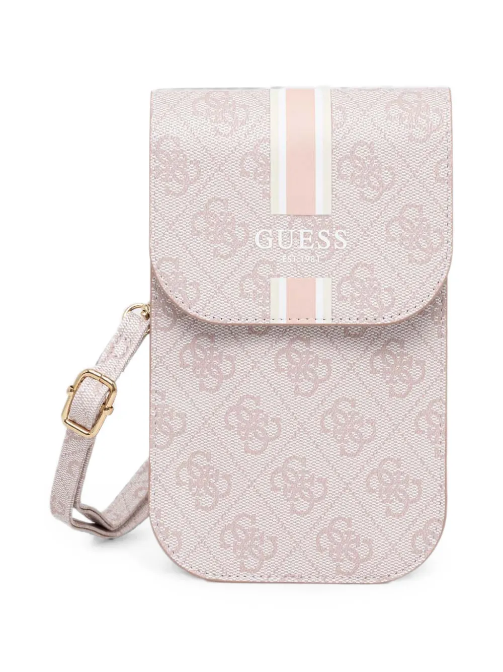GUESS USA logo-print striped-detail phone bag - Rosa