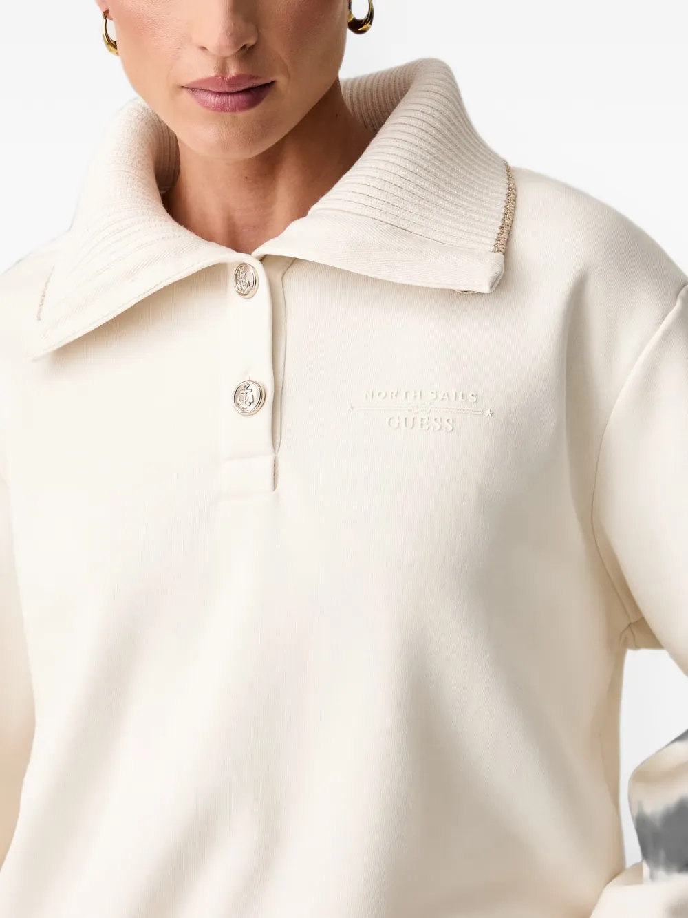 GUESS USA x North Sails logo-embroidered sweatshirt Wit