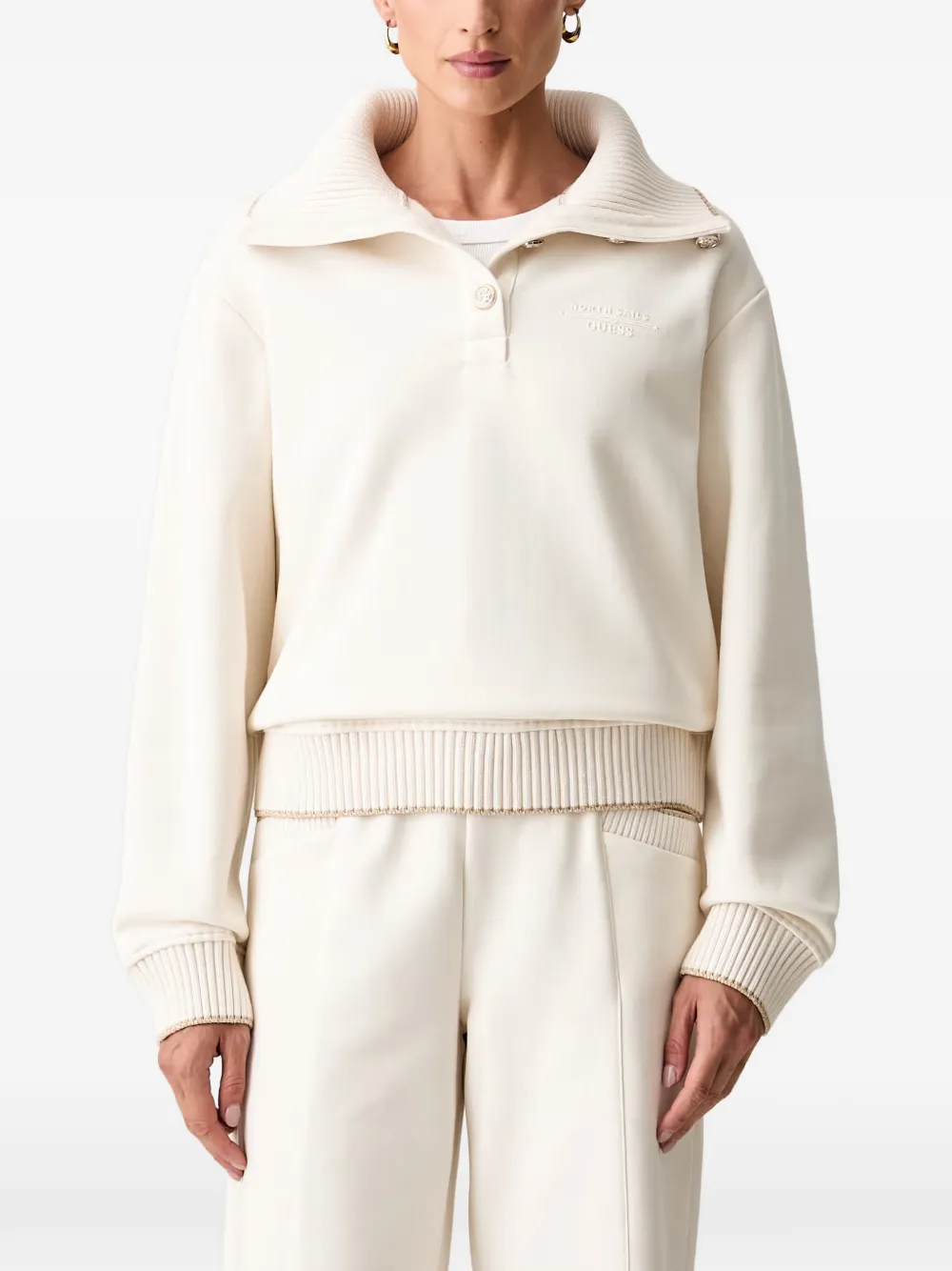 GUESS USA x North Sails logo-embroidered sweatshirt - Weiß