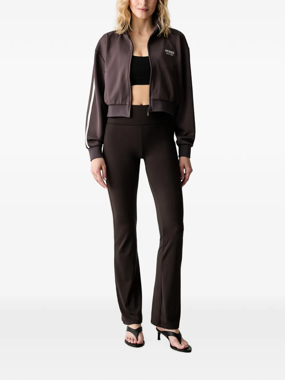 GUESS USA logo-embroidered side-stripe jacket Bruin