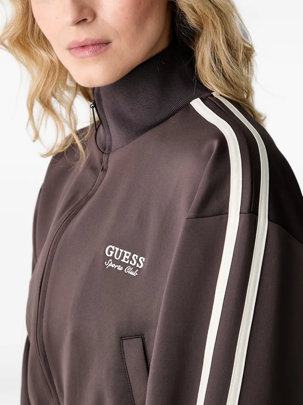 GUESS USA logo-embroidered side-stripe jacket Bruin