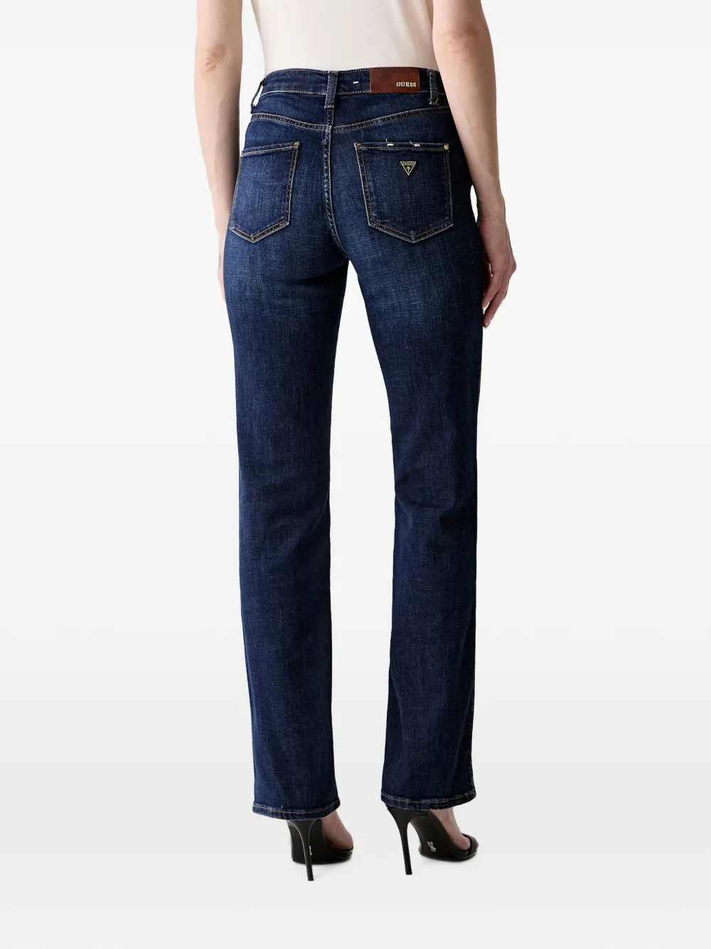 GUESS USA Straight jeans met logoplakkaat Blauw