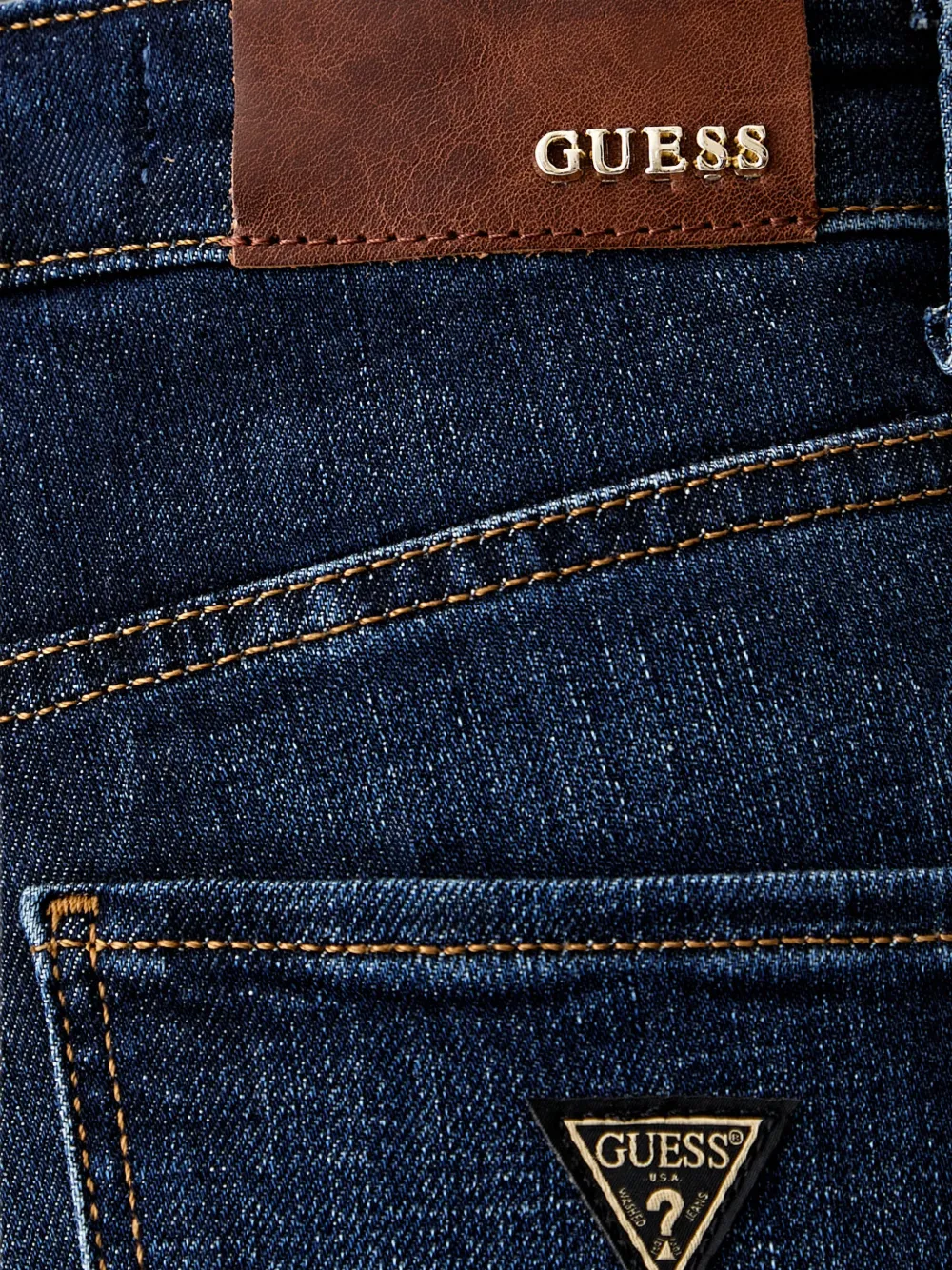 GUESS USA Straight jeans met logoplakkaat Blauw