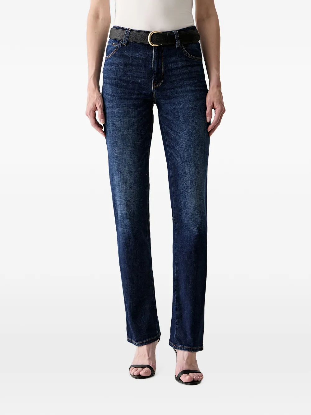 GUESS USA logo-plaque straight-leg jeans - Blu