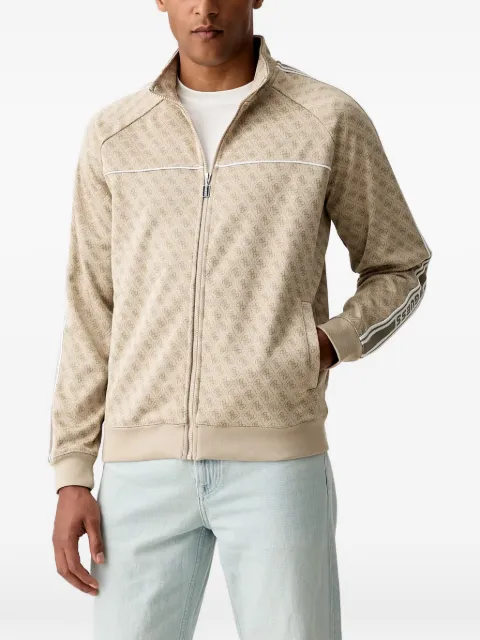 GUESS USA monogram-print zip-up sweater