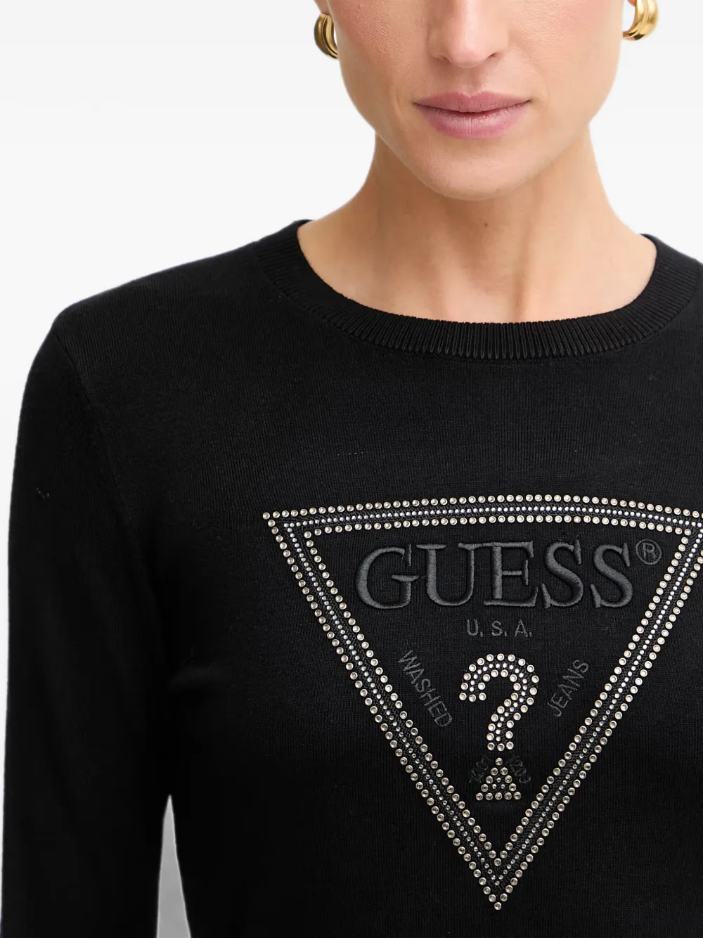 GUESS USA T-shirt met geborduurd logo Zwart