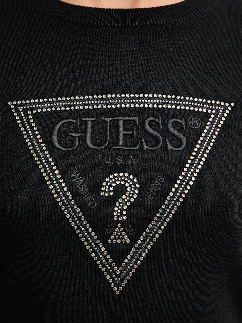 GUESS USA T-shirt met geborduurd logo Zwart