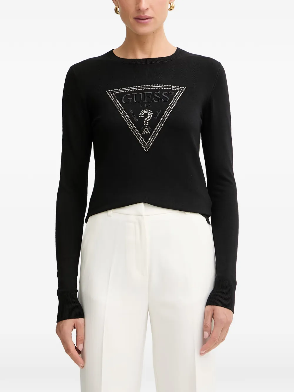 GUESS USA logo-embroidered T-shirt - Schwarz