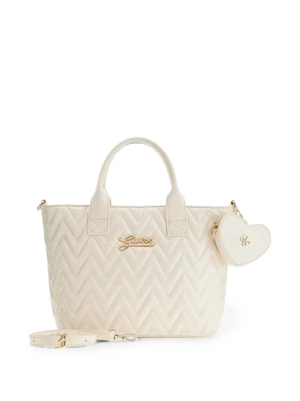 guess kids Gewatteerde shopper met chevron-streep Beige
