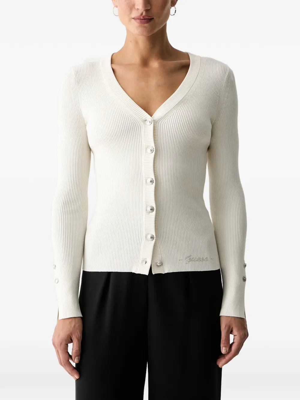 GUESS USA ribbed-knit buttoned cardigan - Toni neutri