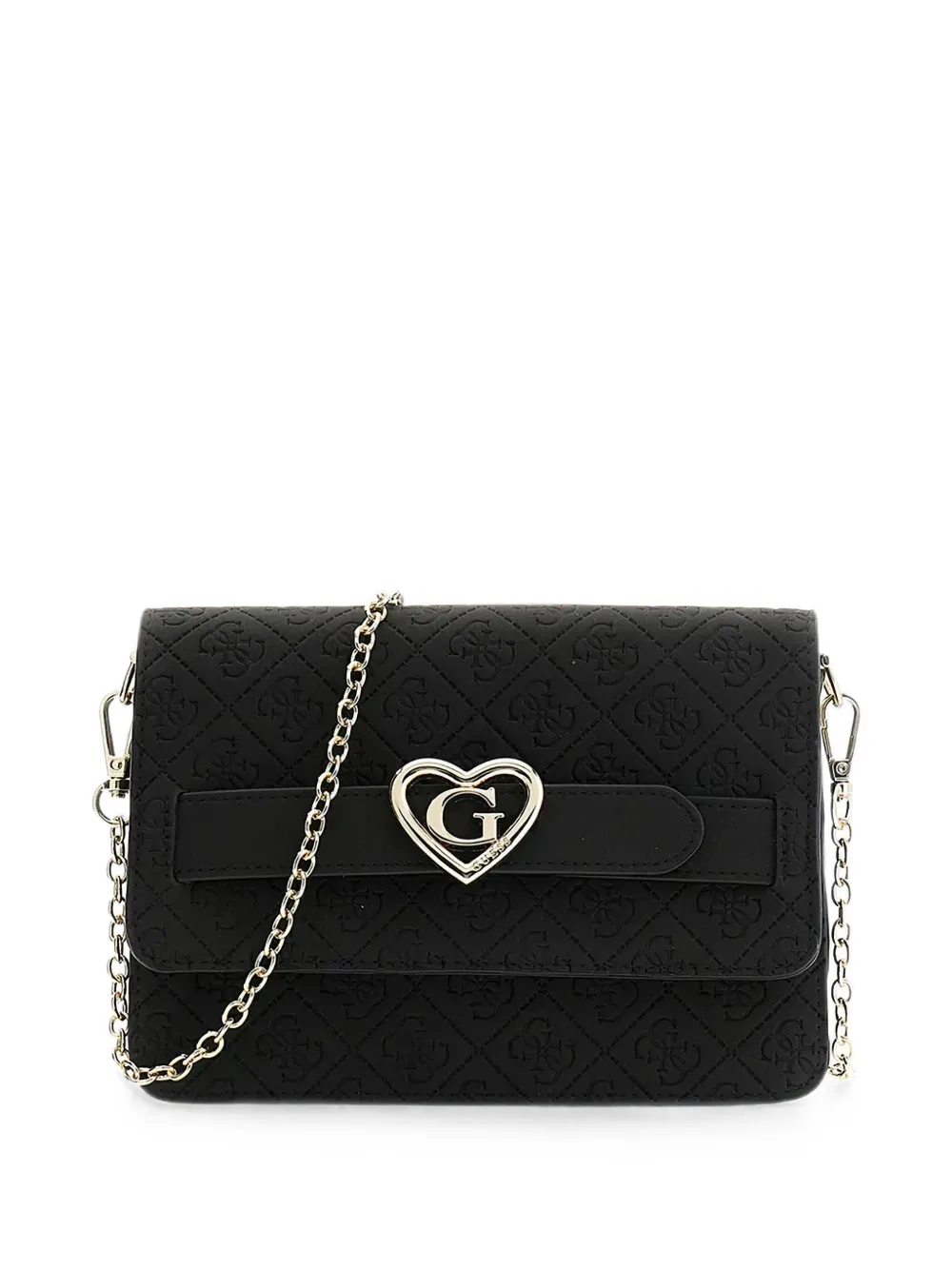 guess kids quilted heart-motif crossbody bag - Nero