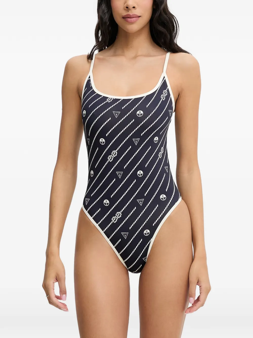 GUESS USA rope-print swimsuit - Blu