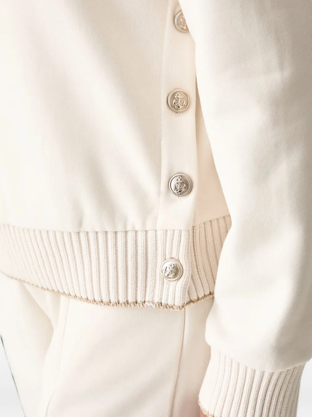 GUESS USA Trui met knoop-detail en logo-print Beige