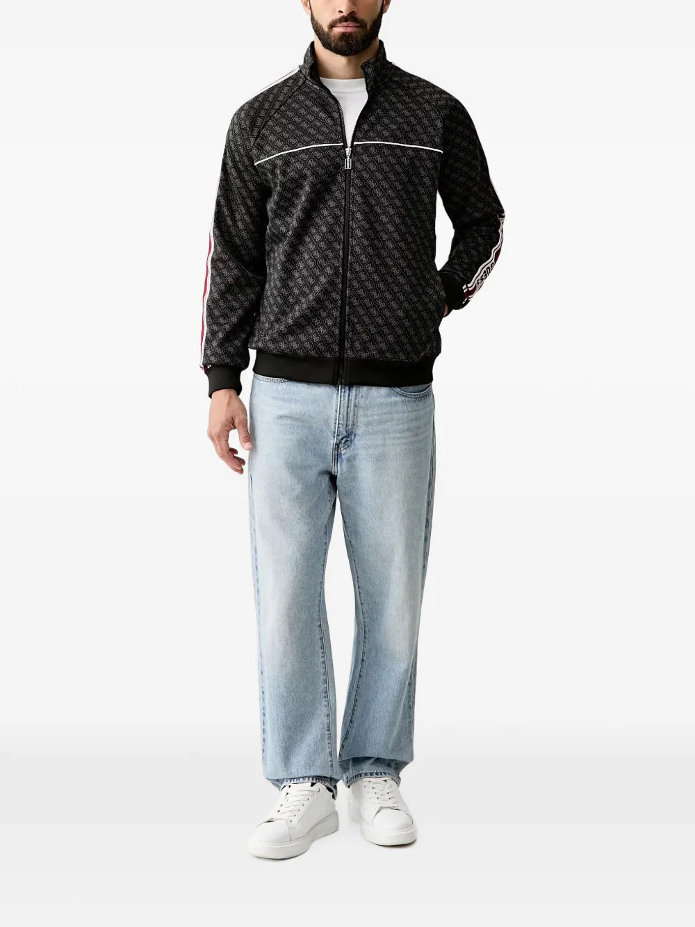 GUESS USA Jack met monogramprint en rits Zwart
