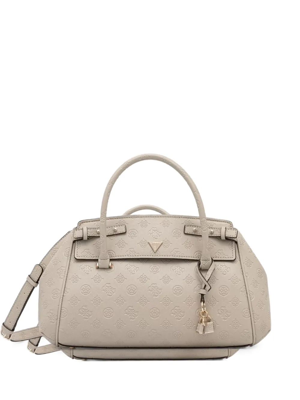 GUESS USA logo-embossed padlock-detail shoulder bag - Nude