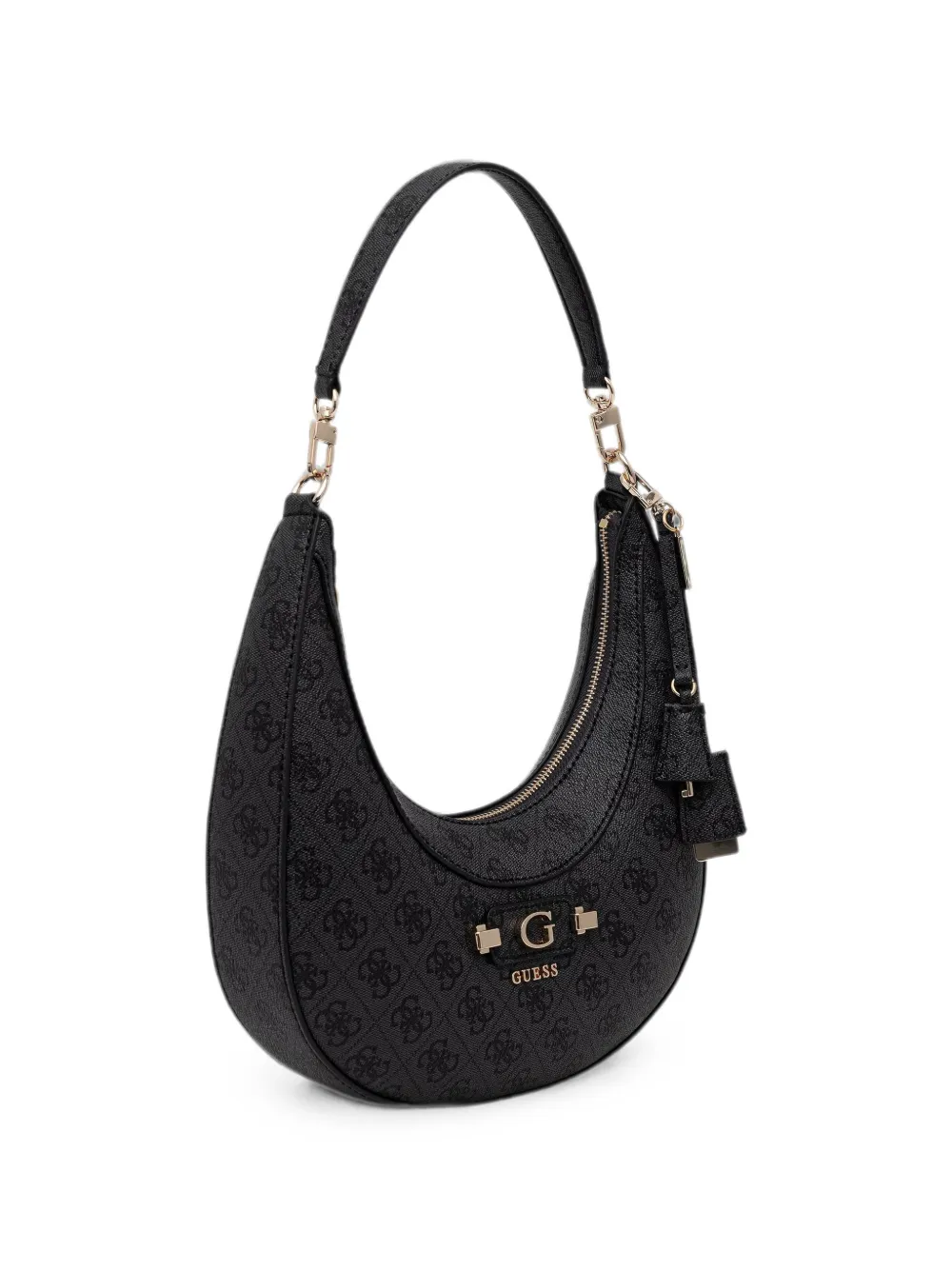 GUESS USA Lindsey gewelfde shopper met monogramprint Zwart