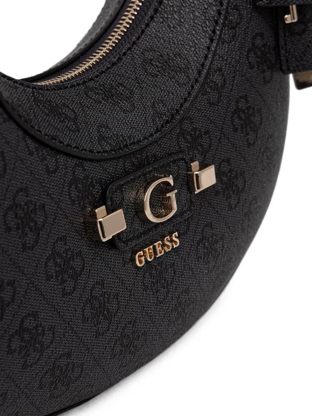 GUESS USA Lindsey gewelfde shopper met monogramprint Zwart